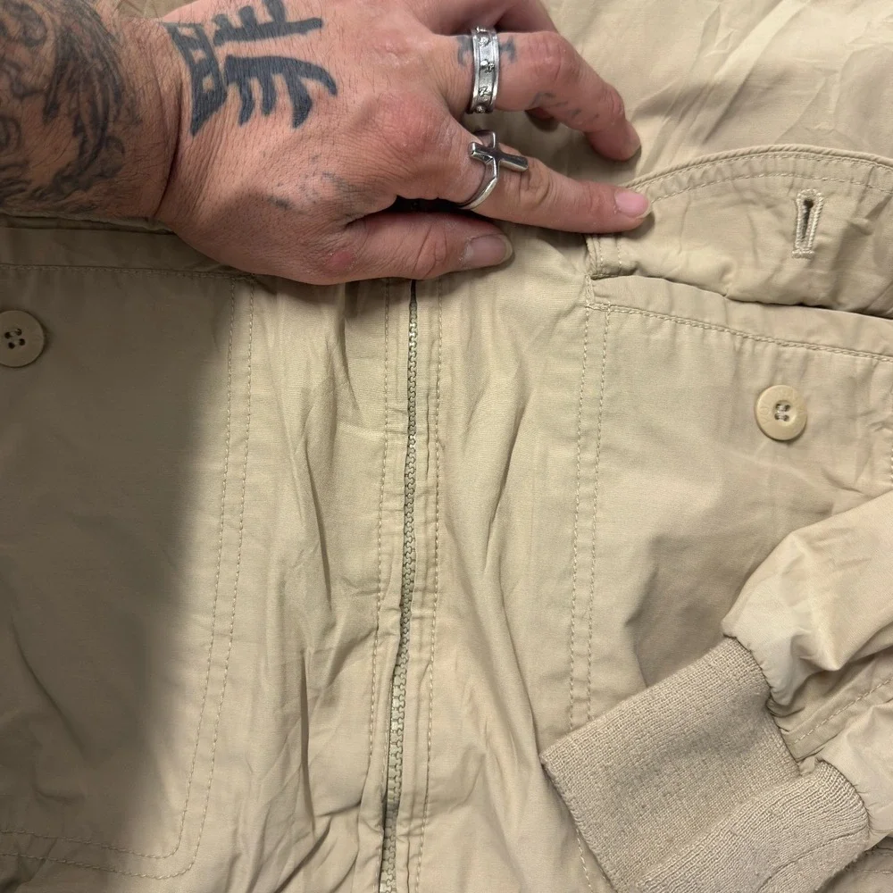 Polo Garage Bomber Jacket Mens M Tan Excellent Harrington Marine League Crest
